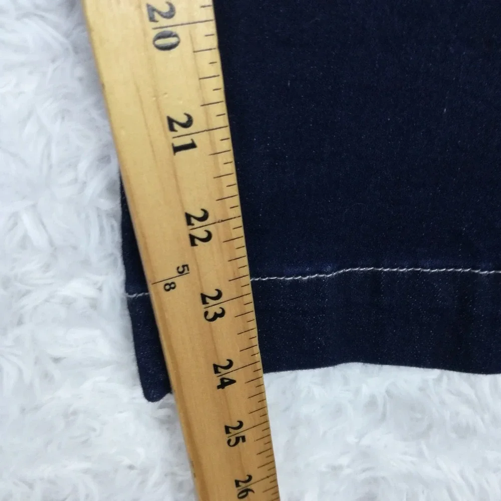 Luvamia Womens Jeans Cropped Blue Denim Dark Wash High Rise XL New